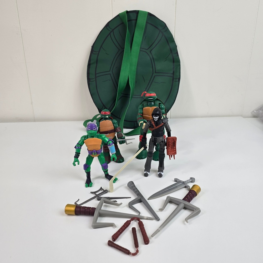 Teenage Mutant Ninja Turtles TMNT 4 Figure Set Donatello Raphael + Accessories - Picture 2 of 13